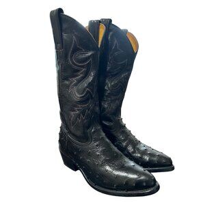 Ben Miller Black Ostrich Leather Western Boots Roper Style Womens Size 6
